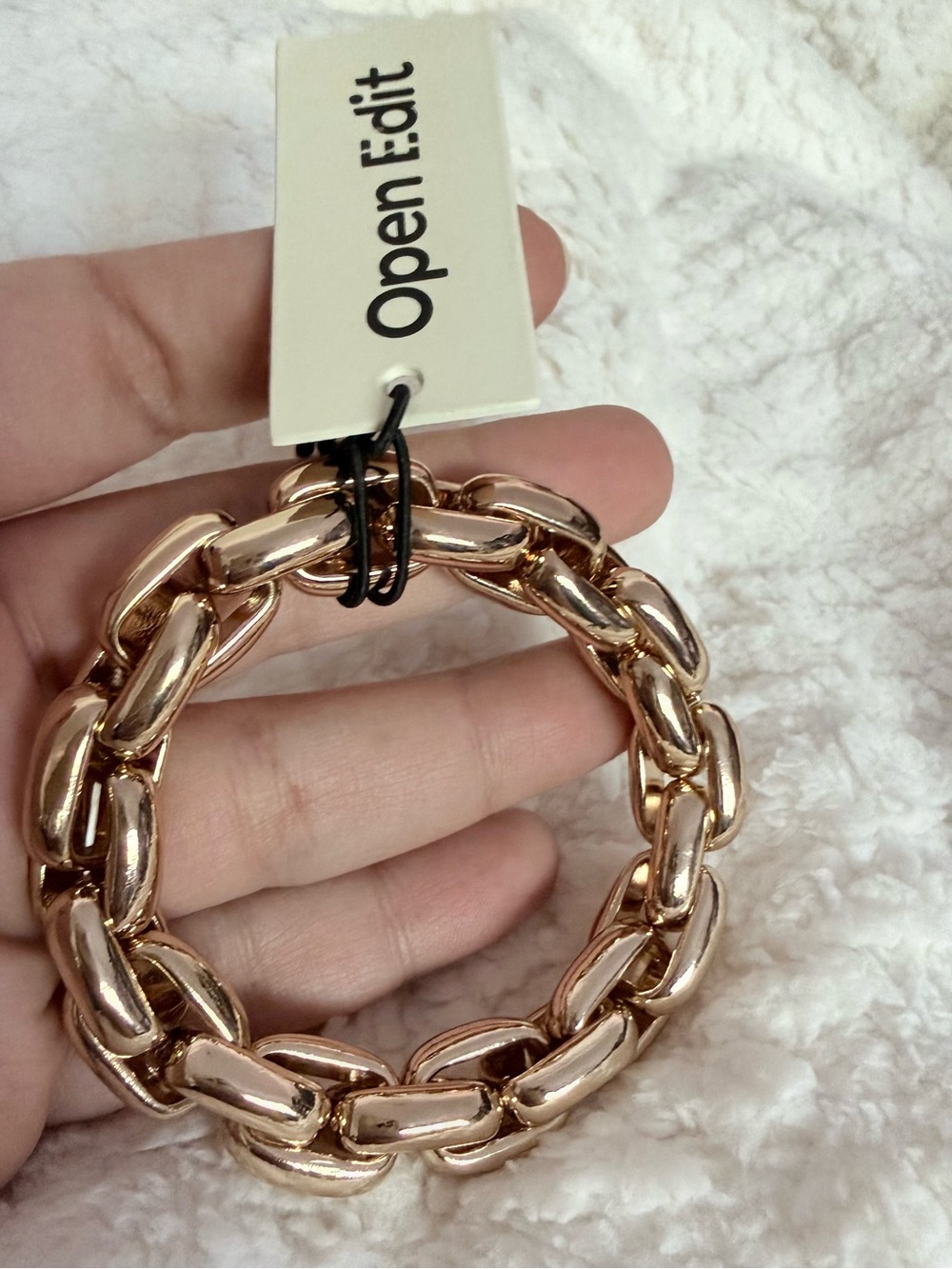 NWT Nordstrom Open Edit Chunky Chain Stretch Bracelet Gold Tone